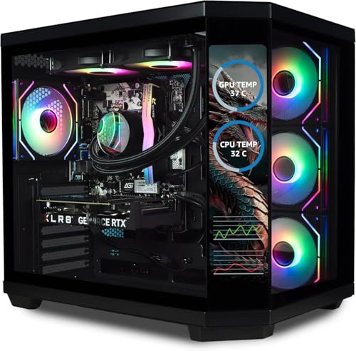 ionz Gaming Desktop PC, Ryzen 7 9800X3D, Nvidia RTX 5090, 32GB DDR5 RAM, 2TB NVMe SSD, Windows 11, 1000W 80+ PSU (Apex Vision 5090, Black)