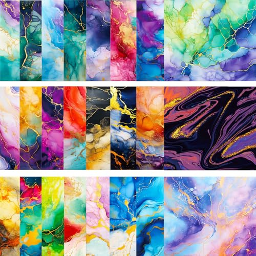 DiiWmme Scrapbook Paper 24 Sheets Marble Pattern, 6x6 Inch Decoupage Paper Sheets and Vintage Patterned Craft Papers for Scrapbooking, Card Making, DIY Arts and Crafts Supplies (24 Unique Designs) (B)