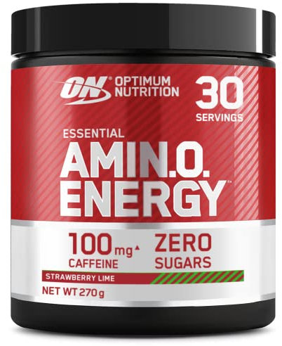 Optimum Nutrition Amino Energy Pre Workout Powder, Energy Drink mit Aminosäuren, BCAA, L-Glutamin und L-Leucin, Vitamin C und Koffein, Limetten-Geschmack, 30 Portionen, 270 g