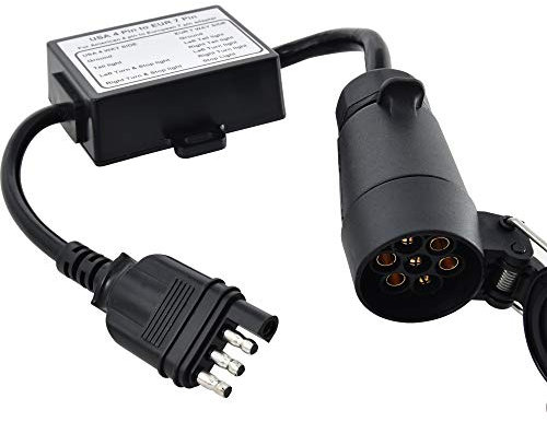 Oyviny US zu EU Anhänger Licht Konverter US 4 Weg zu EU 7 Wege Anhänger Licht Adapter USA Fahrzeug 4 Pin Flachstecker auf Europäischen Anhänger 7 Pin Rundstecker Plug and Play Wasserdichter Konverter