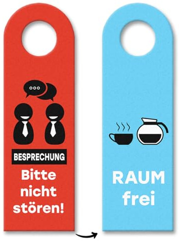 Türhänger mit schlichter Grafik - Besprechung bitte nicht stören oder Raum frei für mehr Privatsphäre im Homeoffice oder Ruhe im Bürogebäude wenn die Kollegen immer in deine