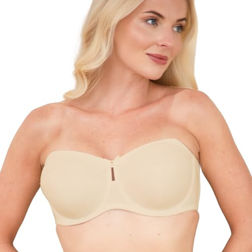 CAMILLE Soutien-Gorge à Armatures sans Rembourrage Multiway sans Bretelles Femme, Beige, 100E