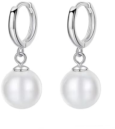 Perle Argento 925 Orecchini Anallergici Donna - Orecchini Cerchio con Perla 10mm Paio