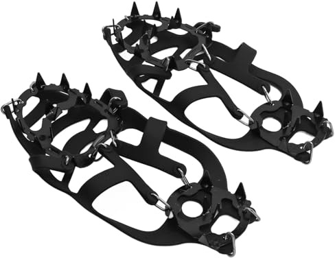 Agatige Zapato Tacos de Hielo, 18 Clavos Crampones Caminar Tracción Hielo Nieve Agarre Tacos Botas de Goma Zapato de Nieve Clavos para Senderismo Caminar Escalada