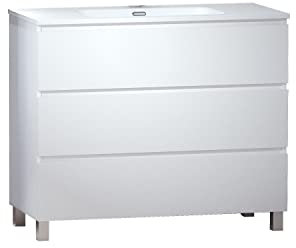 Baikal Mueble de Baño TRIX. Mueble 3 cajones, con Patas. Varios Acabados y Medidas. Mueble Montado. 3 Cajones 90 cm Blanco