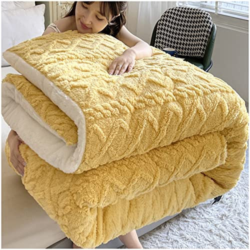 GOFOHIMI Soft Flanell Mikrofaserdecke Steppdecke, Flauschige Kaschmir Steppdecken, Dicke Warme Winterdecke Verdicken Sie Lamm Kaschmir Decke Winter Warme Winterdecke