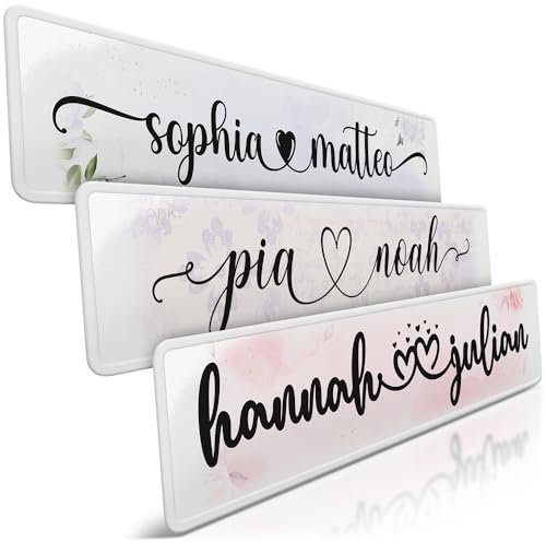 schildEVO 1x Hochzeit Autokennzeichen | Wunschtext mit Herz | Hochzeitsauto Kennzeichen | just Married | grod gheirat | 520 x 110 mm