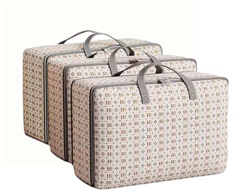 3 Pack 120L Large Storage Bags With Reinforced Handle, Zips, Clothes Organiser, Moving House Essentials, Duvet Storage, Large Moving Boxes for Clothes