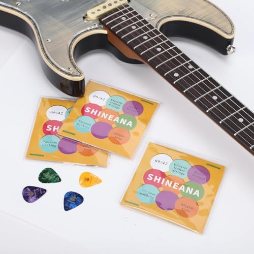 Electric Guitar Strings - 3-Pack Economy Bundle: Nickel-Plated High-Carbon Steel, Longest-Lasting Bright Tone & Comfortable Feel, 6-String Set (3 PACK(9-42))