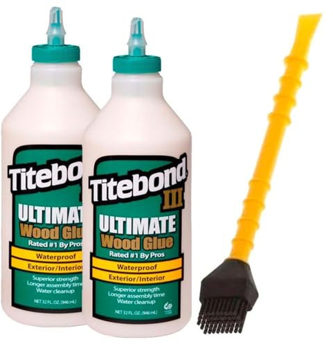 Titebond III Ultimate trälim 2 x 946 ml D4, hozlim för inomhus- och utomhusbruk, vattentät titebrush limapplikator, limborste, svart