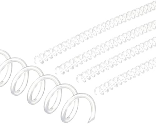 PATIKIL 11mm Bobines de reliure spirale plastique 50pcs Transparent | Bobines de reliure 80 feuilles de capacité 3:1 Bobines de reliure pour la reliure de feuilles de papier