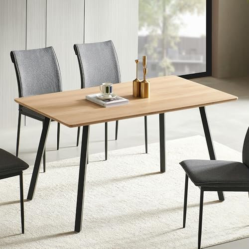 Esstisch Tisch Küchentisch Esszimmertisch | Moderner Esstisch Holz mit schwarzen Metallbeinen & strapazierfähiger Oberfläche, für 4-6 Personen | 140x80x74 cm (LxBxH) | Eiche Hell