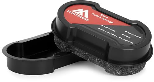 Flintronic 1 Pack Black Shoe Polish Sponge, Shine Sponges for Leather Shoes, Bags, Boots, Belts, Jackets