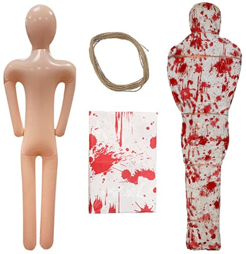 SHUOHONG Halloween-falsk lik, kroppsväska, Halloween-dekoration för skrämmande döda offer för spökhus, falsk kropp halloween för utomhus/inomhusbruk, gräsmatta, trädgård