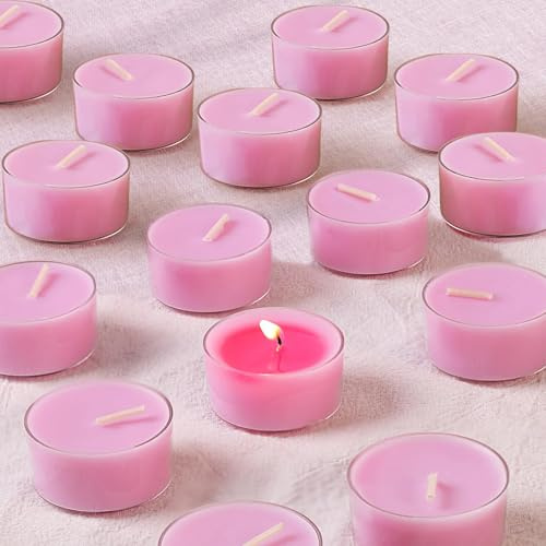 LETINE Lavendel Duftkerze Teelichter 14 Stück | Violettes Palmwachs Duftteelichter, 6 Stunden Brenndauer, Duftkerzen Scented Candle, für Entspannung, Wellness, Halloween & Weihnachten