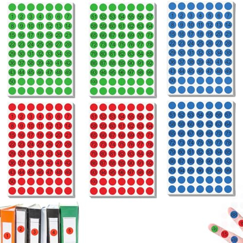 Lot de 4200 pastilles adhésives avec chiffres, 10 mm, rondes, imperméables, numérotation numérique, pour bureau, école et maison (multicolore 1)