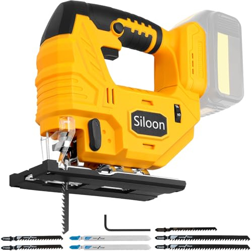 Jig Saw with Dewalt 20v Battery,Cordless Jigsaw with 7 Speed Variable ​​Up to 3200RPM, LED Light, 45° Bevel Cuts,3 Orbital Settings for Straight/Curve/Bevel/Circle Cutting(Battery Not Included)