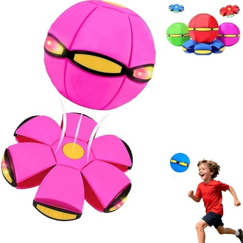 jiejack 2026 ny hoppboll för barn, hoppboll för barn, hund frisbee-boll för hundar, interaktiv hundleksak frisbee för hundträning med 3 lampor för hundar dubbel form fri omkoppling (rosa)