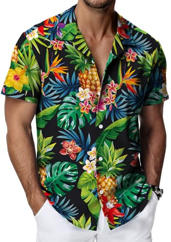 HMIYA Hawaii skjorta män Hawaii-skjorta män kortärmad skjorta button down