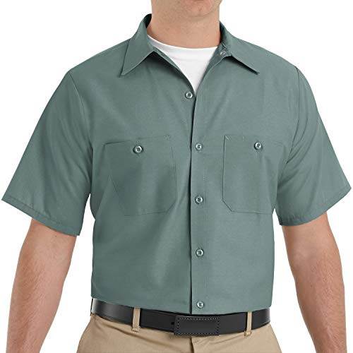 Red Kap Camisa de Trabajo Industrial para Hombre, Ajuste Regular, Manga Corta, botón utilitario, Verde Claro, 3XL