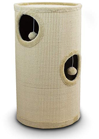 BITUXX® Sisaltonne Kratztonne Katzentonne Katzenbaum Katzenhöhle Kratzbaum mit Plüsch und Sisal … (70cm, Beige)