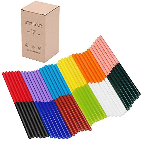 60 Pcs Hot Melt Bâtons de Colle 7mm Recharge Pistolet a Colle Adhésifs pour Pistolet à Colle Chaude Fabriquée à la Main DIY Phone Case Repair (Coloré)