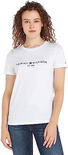 Tommy Hilfiger Damen T-Shirt Kurzarm Heritage Rundhalsausschnitt, Weiß (White), 3XL