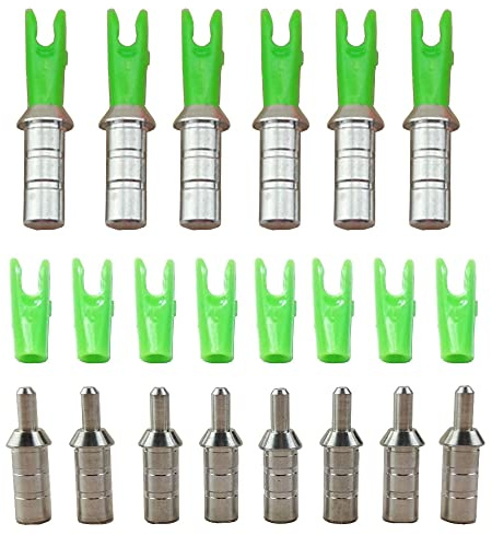 AMEYXGS 50x Encoches de Flèche avec Aluminium Pin Broches en Aluminium Queues de Flèche en Plastique Taille S L pour ID 4.2/6.0/6.2mm Arbre de Flèche (4.2mm, Vert L)