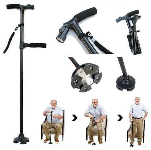Bastone Da Passeggio Anziani Disabili Con Piedi Luce Led Appoggio Alzarsi