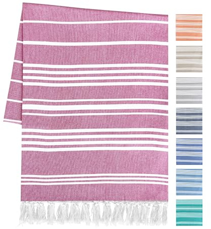 Artexia Serviette De Plage en Coton Drap De Plage Couverture Pique Nique Natte De Plage Plaid en Coton Serviette De Bain Fouta Plage Serviette De Plage XXL (Fuchsia)