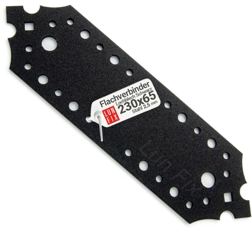 Piastra giunzione piana 230x65x2,5 mm, 10 pz., lamiera forata nera