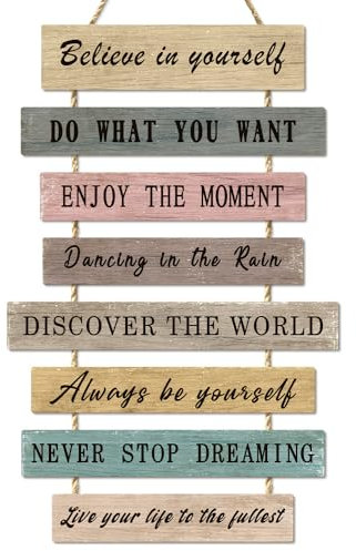 Inspirational Phrase Wall Art, Motivational Quote Wooden Hanging Sign Positive Words Wood Sign Plaque Art Craft Wall Decorations for Bedrooms Office Nursery