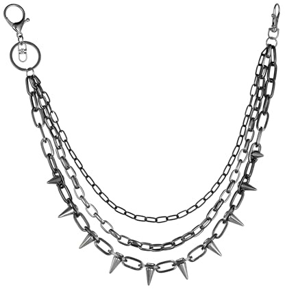 Manfnee Pants Chain for Men Women Heavy Duty Belt Chains Punk Rock Jean Chain Spike Layered Jeans Chains