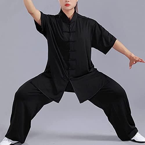 Traje De Tai Chi Hombre Y Mujer Ropa De Artes Marciales Kung Fu Ligero Traje para Meditación Y Qigong Unisex Manga Corta Verano Ropa De Entrenamiento