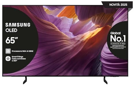 Samsung OLED 4K Vision AI Smart TV 65'' QE65S85FAEXZT, NQ4 AI Gen2 Processor, 4K AI Upscaling, Glare Free, Dolby Atmos & OTS Lite, Contour Design,PACCHETTO INTRATTENIMENTO, 2025