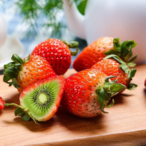 Lot de 150 graines de kiwi de fraise - Mélange de graines de fruits colorés pour serre de jardin, fraise avec graines de cœur kiwi - Cadeau pour Noël et Thanksgiving