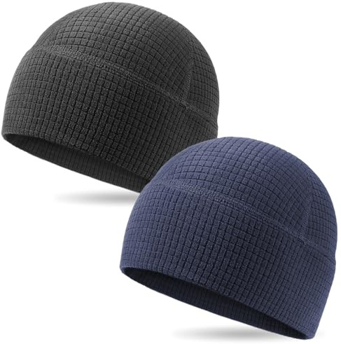 Outdoor Shaping Men's Running Hat Women's Cap Unisex Sports Hat Cap Fleece Functional Hat Thermal Under Hat Beanie Helmet Lining Winter Hat 2-Pack Warm Soft Breathable for Outdoor, One Size