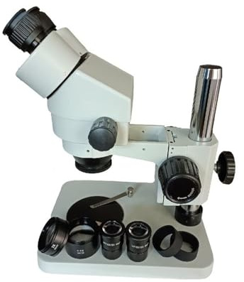 Microscope Kit microscopio microscopio stereo binoculare con zoom, base quadrata con messa a fuoco da 76 mm, obiettivo zoom da 0,7X a 4,5X microscopi