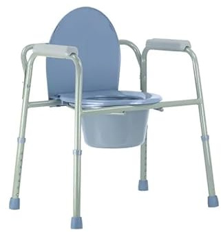 PLUS SANTÉ – Chaise garde-robe QUIÉTUDE | seau amovible avec couvercle, hauteur réglable 43–58 cm, cadre en acier époxy, stable & hygiénique, prête à l’emploi | 45×54 cm | 5,5 kg | 100 kg
