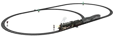 Colcolo Tren de Juguete con Locomotora de, Luces de y Sonidos, Pista, Tren eléctrico para cumpleaños y Festivales, Negro Gris