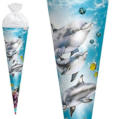 ROTH Schultüte Zuckertüte Delfin rund 70cm Filz