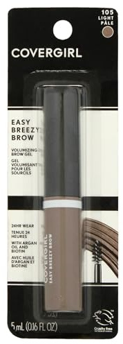 COVERGIRL - Easy Breezy Brow Volumizing Gel, Holds Brows for 24 Hours, Infused with Argan Oil & Biotin, 100% Cruelty-Free