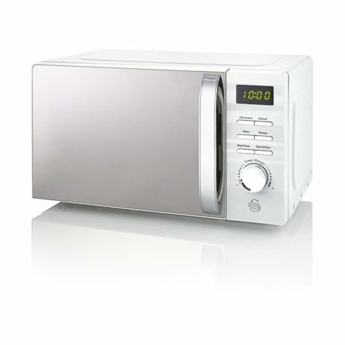 Swan SM22038LWN Symphony 20L Microwave with Glass Turntable, 5 Power levels & Defrost Setting, 700W, White
