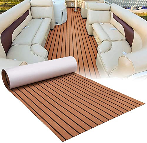 SanBouSi 240 x 90 cm Eva Teakholz Schaum Bodenbelag DIY Selbstklebende Flexible Dehnbare Anti Rutsch Teak Bodenbeläge für Boote Yacht 6mm
