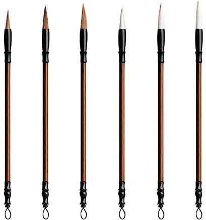 Kiuiom Kalligraphie Pinsel - Chinesische Pinsel für Kalligraphie und Malerei, 6 Stück, 3 Größen
