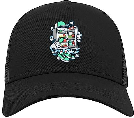 Summer Ice Cream Relax and Chill Freezer Art Half Mesh Cotton Trucker Cap Baseball Hat Black