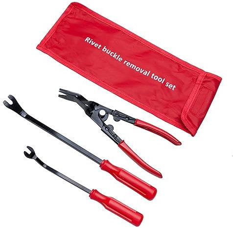Juego Set de 3 Alicates para Remoción Remover de Paneles & Removedor de Sujetadores Eliminación de Molduras de Auto Kit Herramientas de Remache y Extractor para Puerta de Coche Panel Radio y Tablero