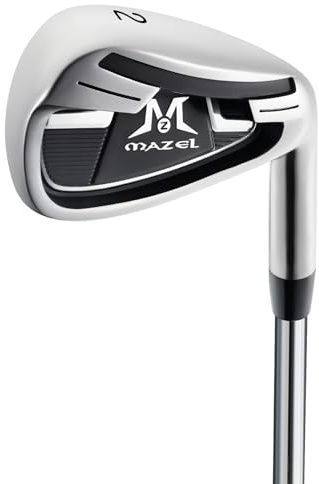 MAZEL Golf Individual Iron 1,2,3,4,5,6,7,8,9, Golf Iron with Steel Shafts for Right Handed Golfers (Stainless Steel,Black Silver, 2 Iron, Stiff, Right)