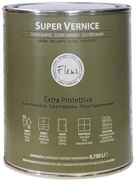 FLEUR DESIGNER'S PAINT | Vernice Monocomponente Ad Alta Resistenza, Extra Protettiva, 750ml, Trasparente Lucida, a Base Acqua, Ideale per Pareti, Mobile, Porte, Piastrelle, Top Cucina, Made in Italy