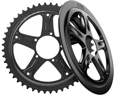 BAFANG Chainring for Mid Drive Kit - 44T Sprocket with Chain Guard for BBS02B BBS01B Mid Motor, Chain Ring for Electric Bike Conversion Kit BBS02 BBS01-6.5mm Offset
